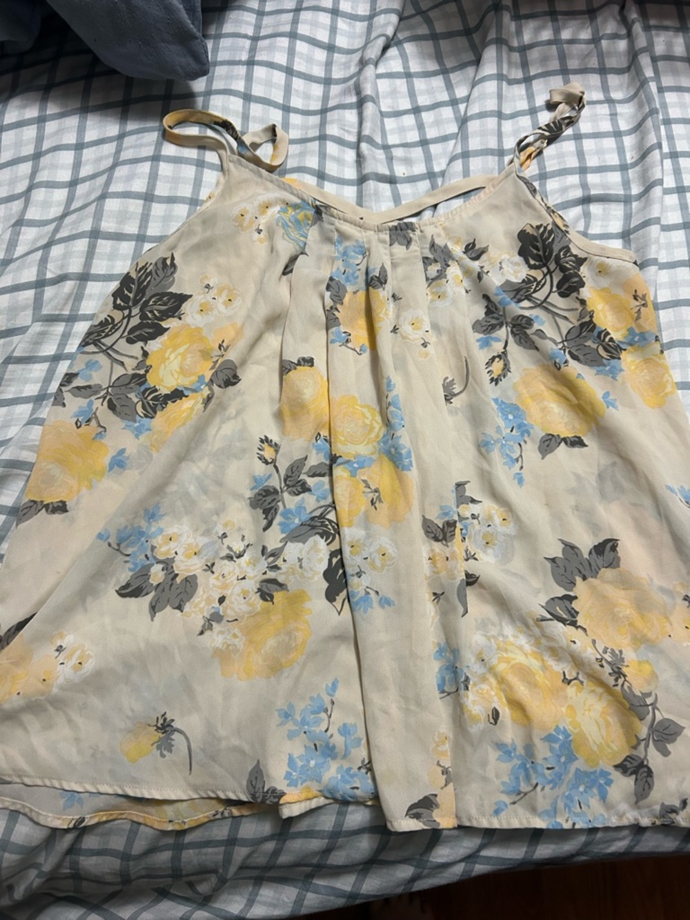 torrid Cream Floral Spaghetti Strap Cami with Yellow & Blue Flowers